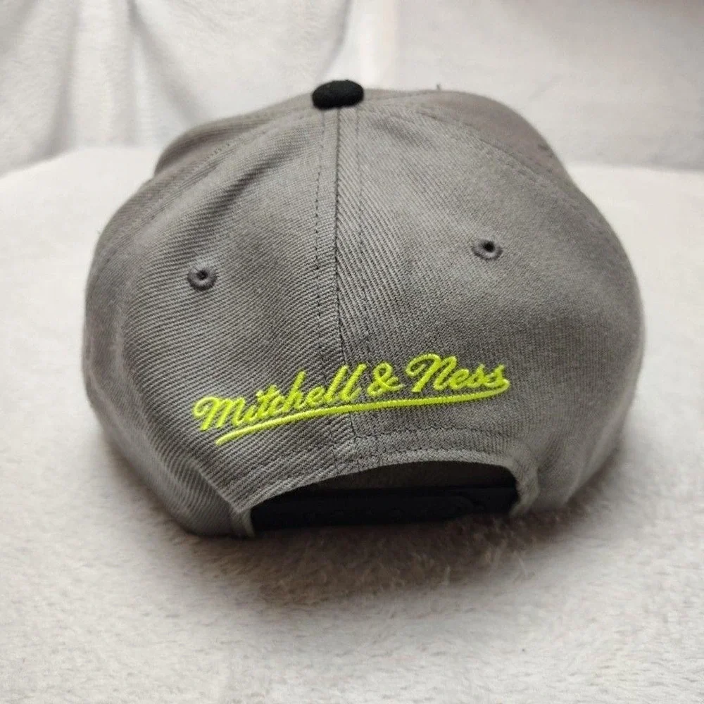 Los Angeles Lakers Mitchell & Ness Hat Cap Snap Back Mens Gray Neon Logo NBA